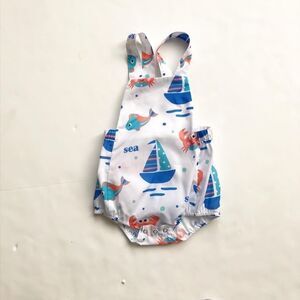 Patpat Sea print bubble romper EUC 12-18 months